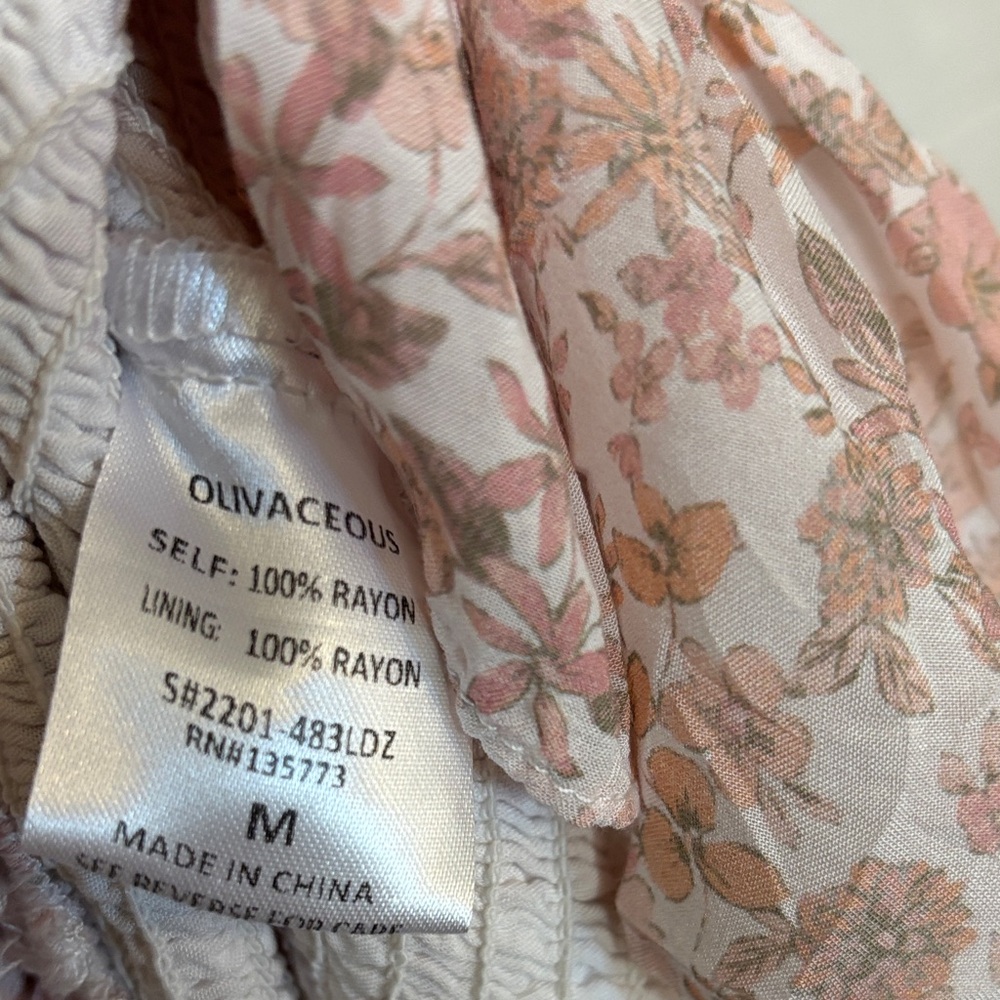 Olivaceous Cream and Blush Floral Ruffle Dress